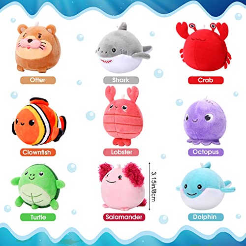 9 Pcs Mini Sealife Stuffed Animals 3.15 Inch Soft Plushies Y24178