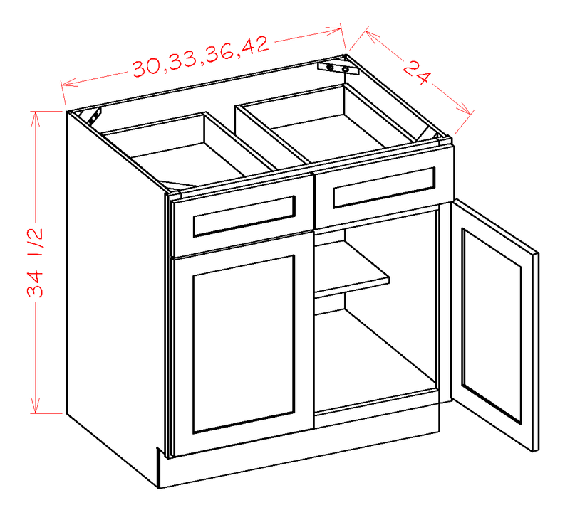 Grey 2 Doors 2 Drawers 1 Shelf Base Cabinet T751192