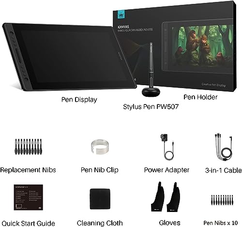 13.3inch Graphics Drawing Tablet with Screen Full-Laminated Pen Display Black T212