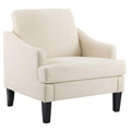 Beige Upholstered Accent Chair with Wood Legs V68895