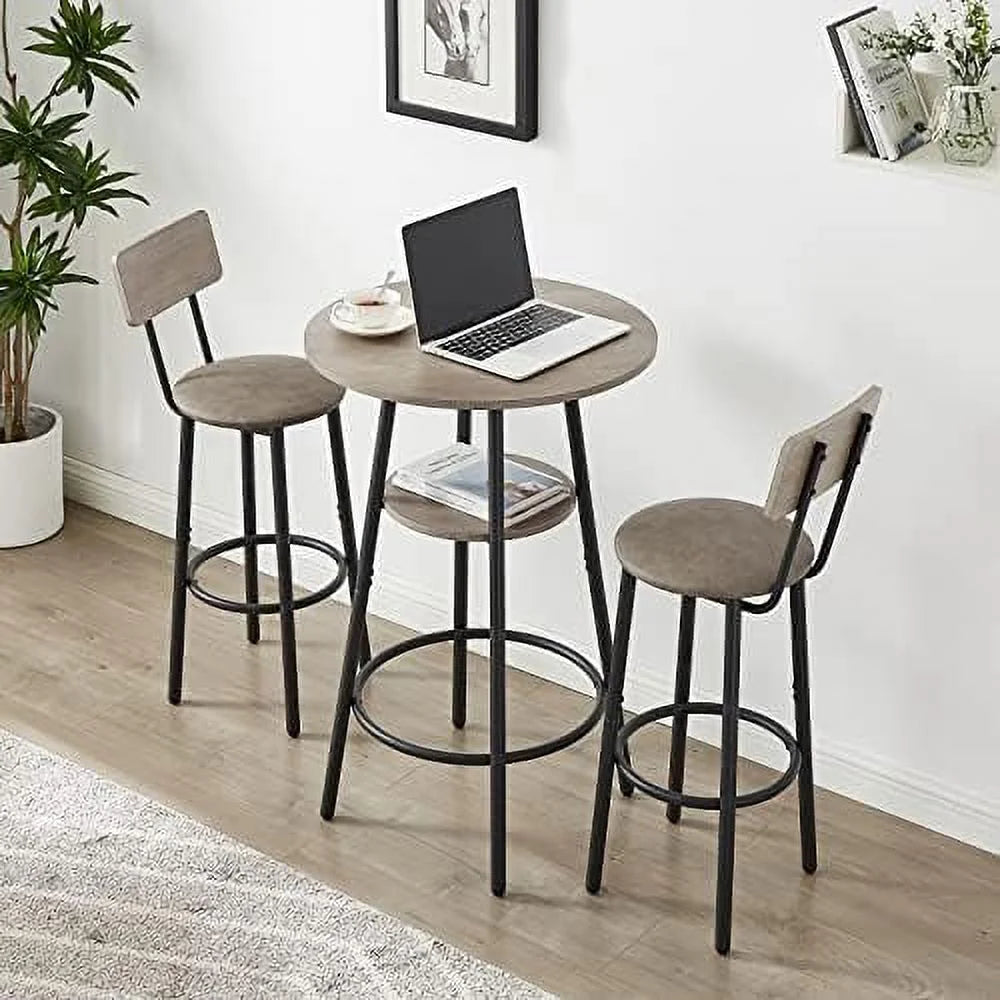 5 Piece PU Upholstered Counter Height Dining Table and Chairs Set Grey R26642