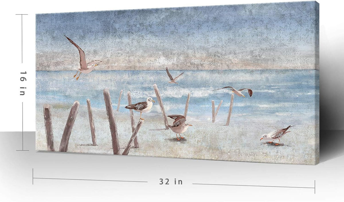Framed Canvas Print Coastal Painting 12x16inch N29411