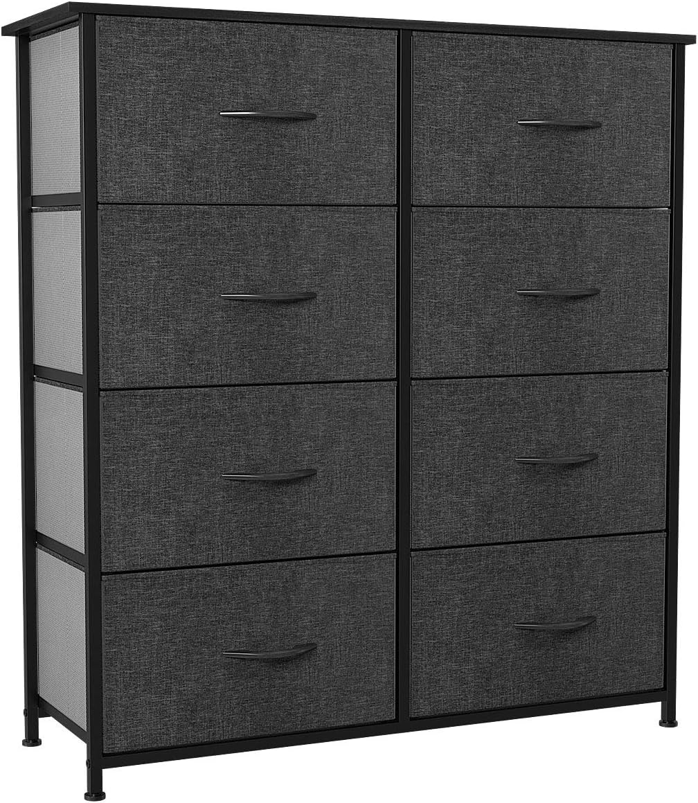 8 Drawer Fabric Dresser with Steel Frame and Wooden Top W18804