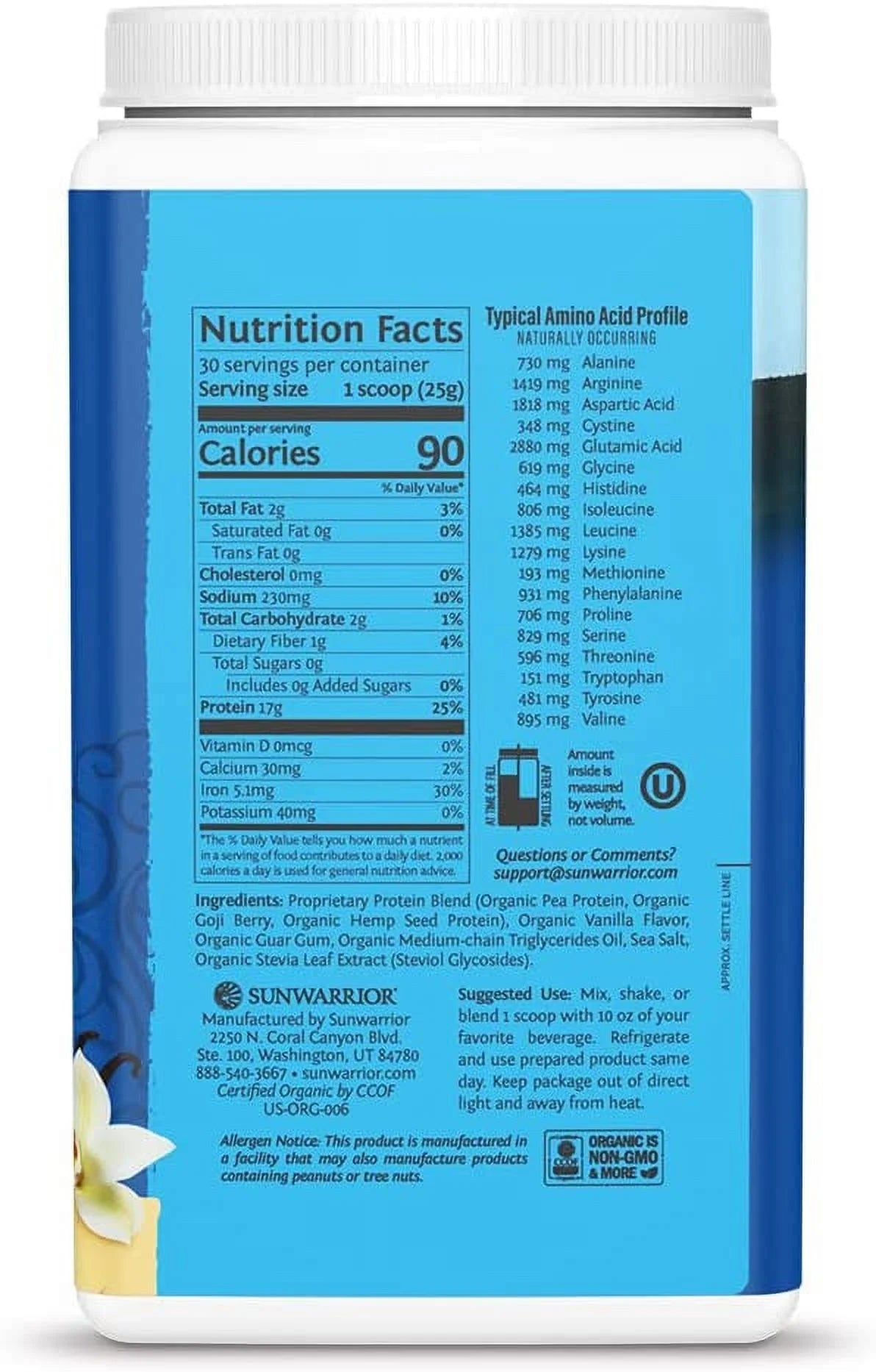 Organic Vanilla Plant Protein Powder with BCAA, 750g H220765