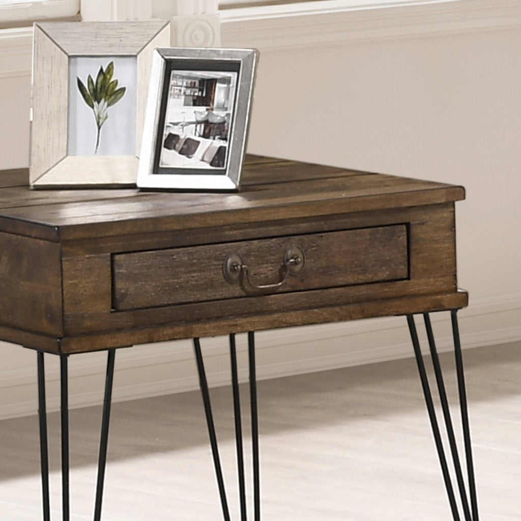 Industrial Rustic Oak End Table X584630