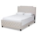Beige Fabric Button Tufted King Size Panel Bed V1913