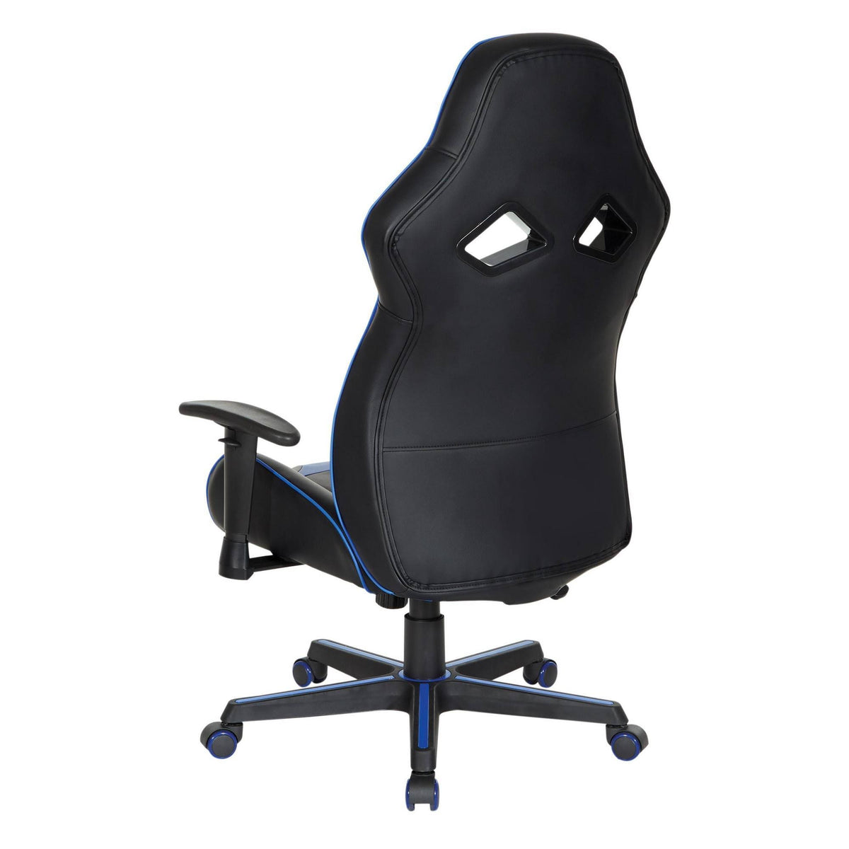 Black Faux Leather Gaming Chair with Blue Accents X577