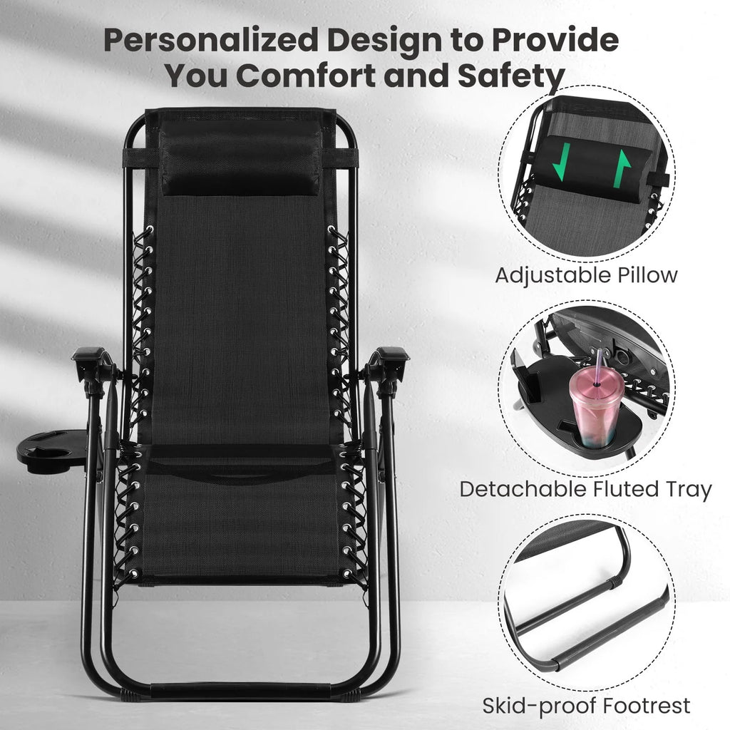 Set of 2 Black Zero Gravity Chair W55942