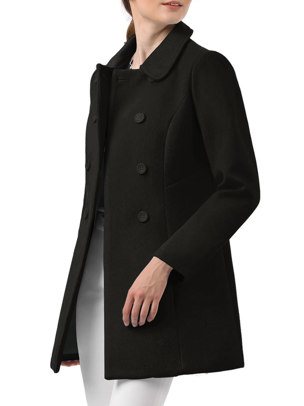 Black Double Breasted Winter Trench Coat O195250