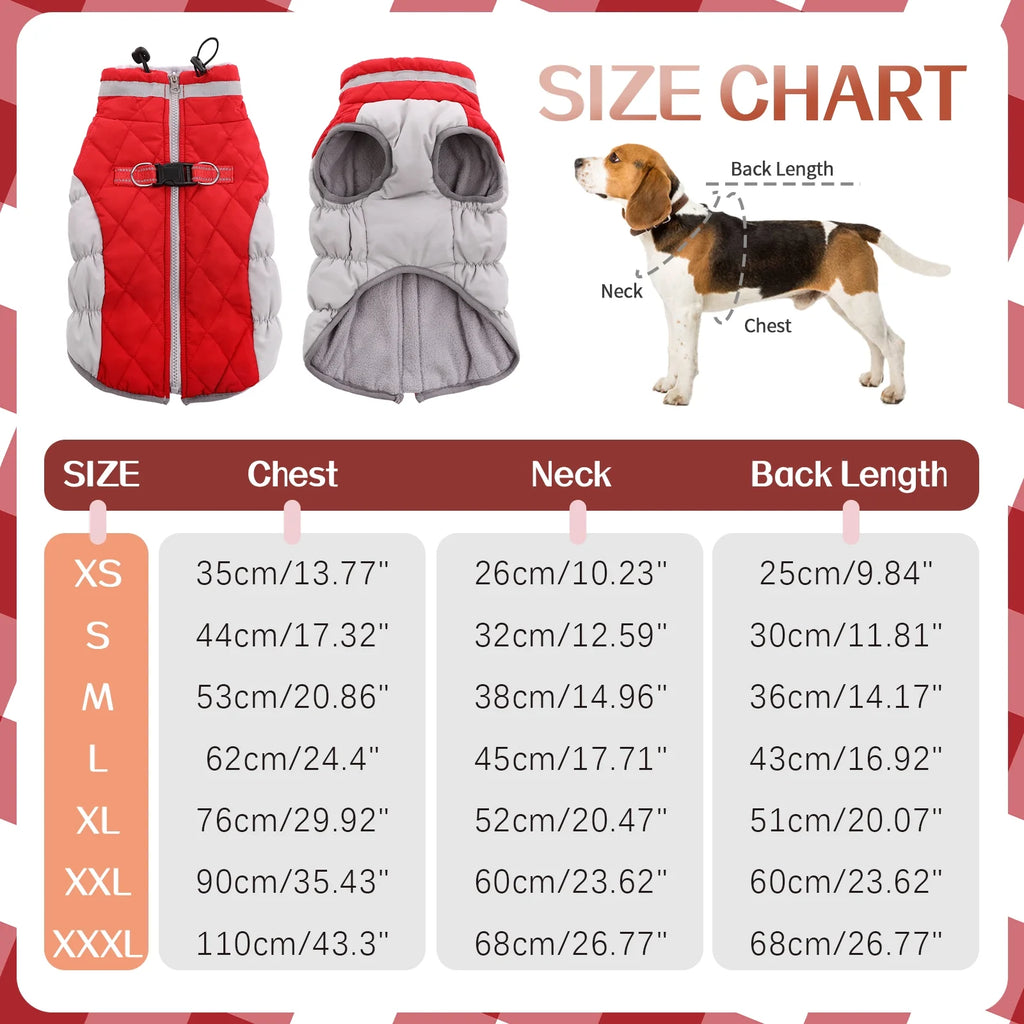 Red Reflective Dog Winter Coat M852