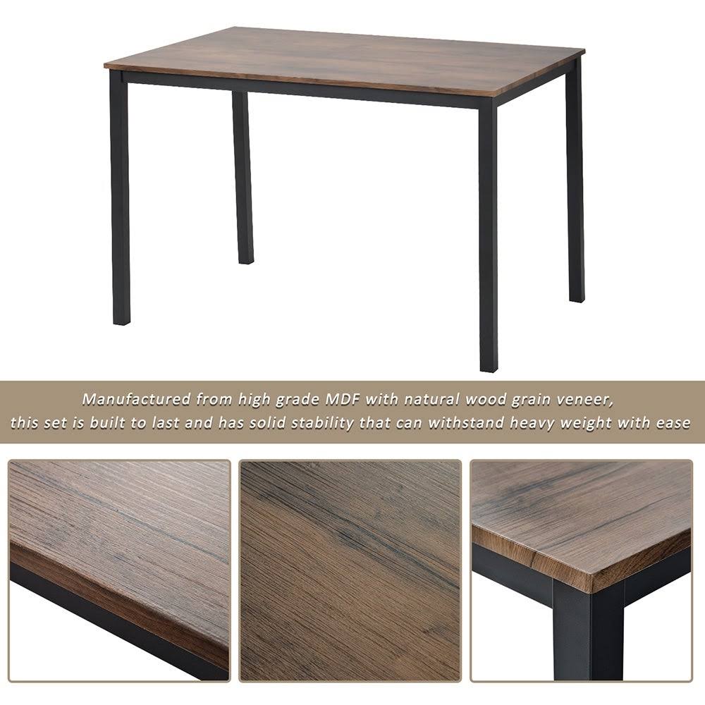 5 Piece Industrial Wooden Dining Set with Metal Frame and 4 Chairs U306