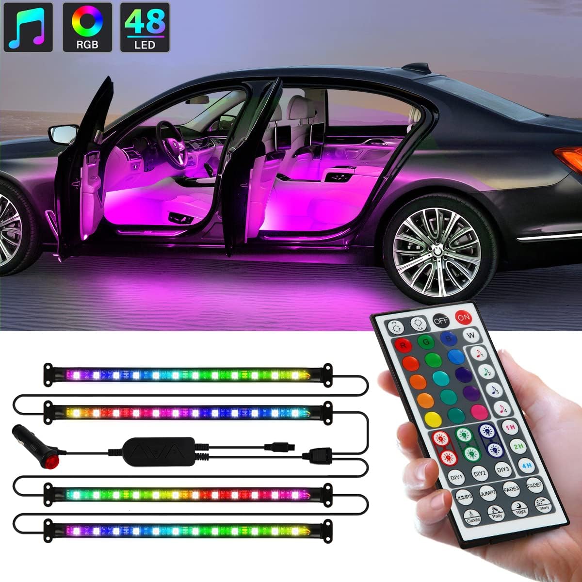16 Million Colors Music Sync Car LED Lights W16887