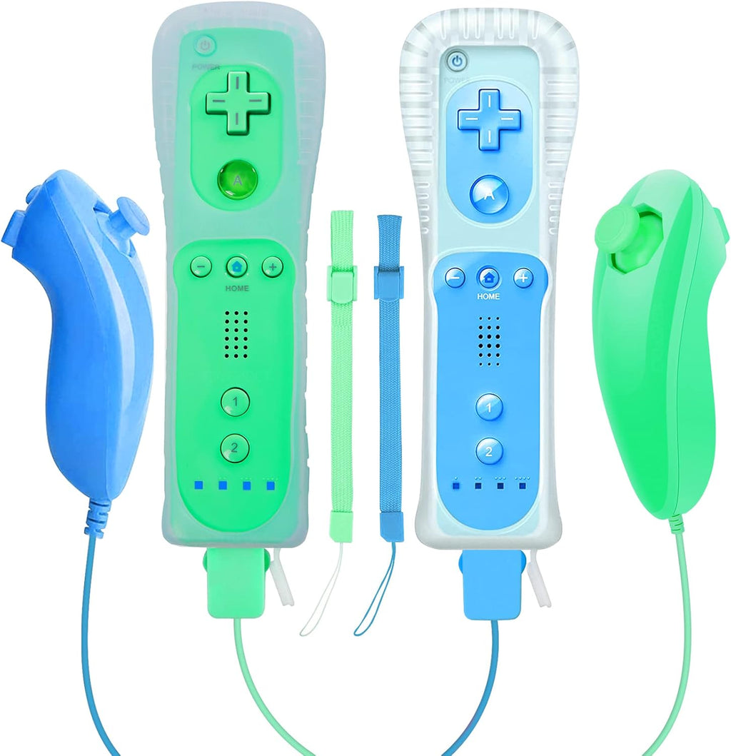 Wireless Controller and Nunchuck Joystick 2 Packs with Silicone Case and Wrist Strap Y114