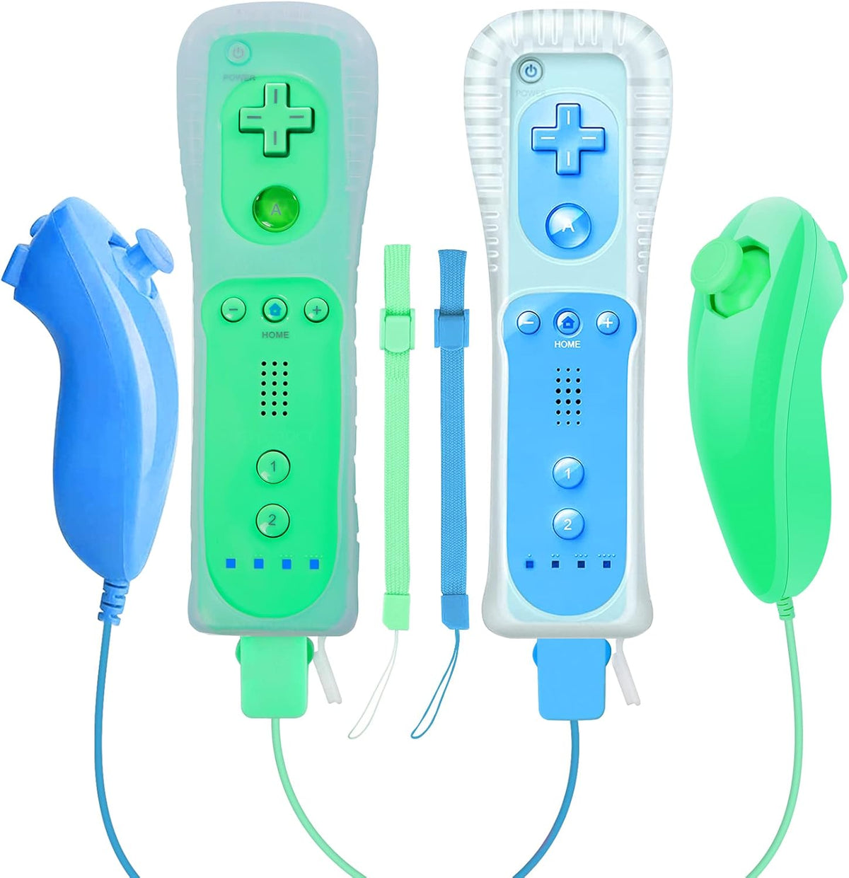 Wireless Controller and Nunchuck Joystick 2 Packs with Silicone Case and Wrist Strap Y114
