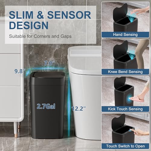 2.7 Gal Automatic Touchless Plastic Trash Can with Lid O96522