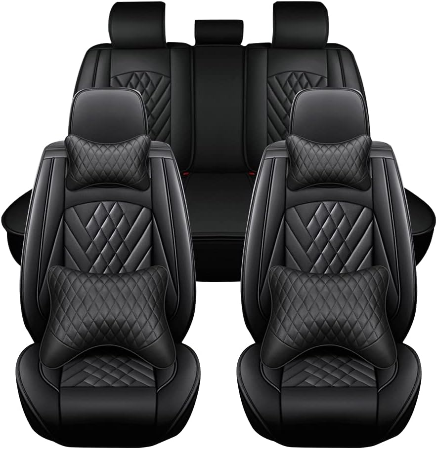 Leather Full Surround Car Seat Cover, 4 Seasons Universal, Fit for 5 Seats Cars/SUV/Vans U3150