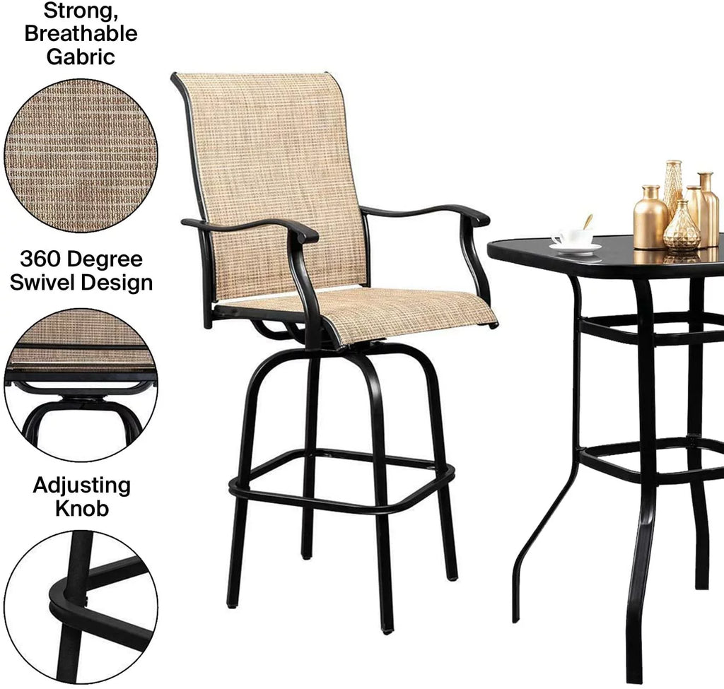 3 Piece Swivel Stools Set with Dining Chairs and Cafe Table S46556