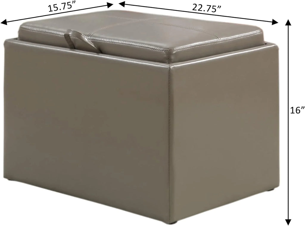 Gray Faux Leather Accent Storage Ottoman C92433