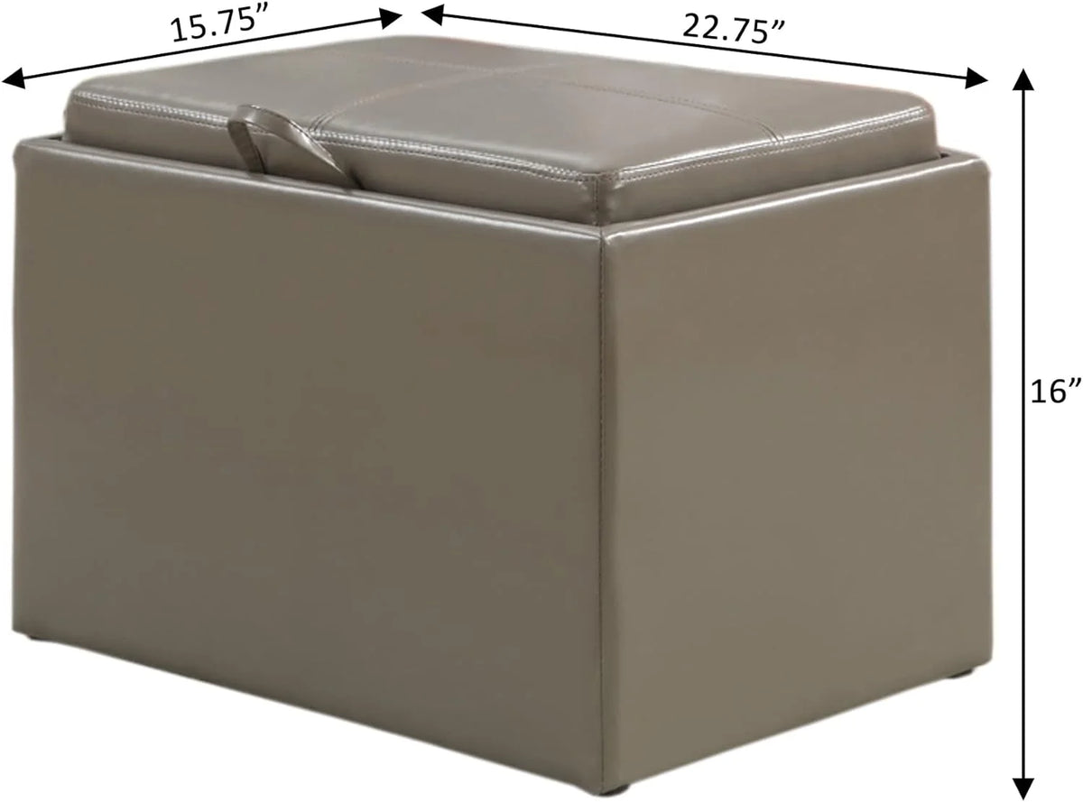 Gray Faux Leather Accent Storage Ottoman C92433