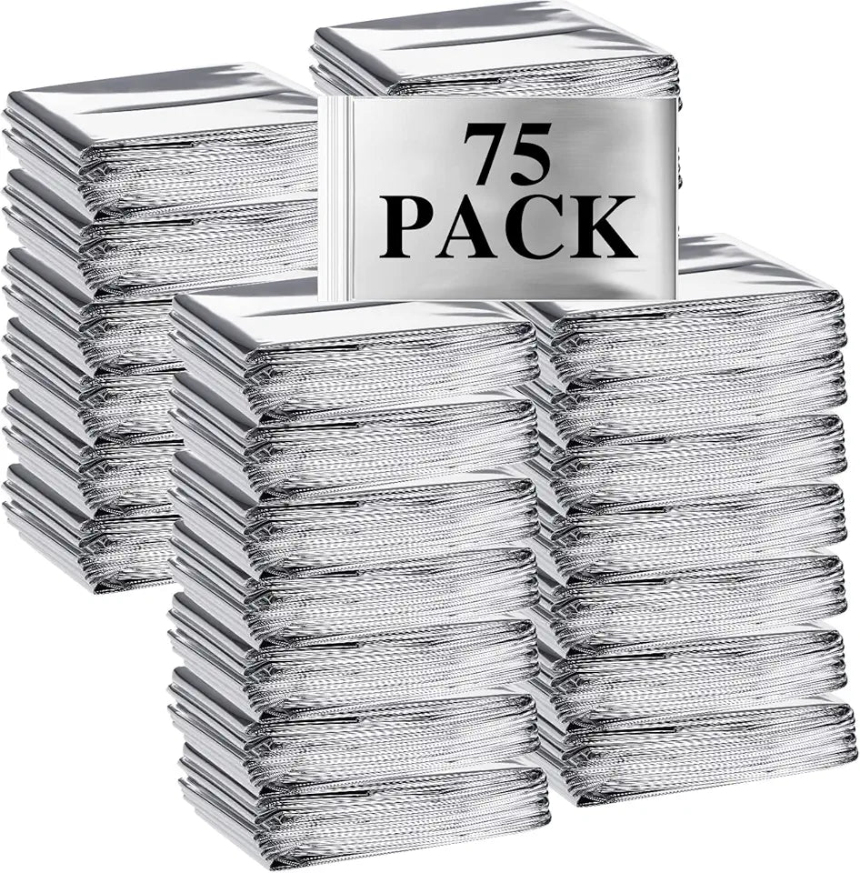 75 Pack Silver Foil Thermal Blankets L111376
