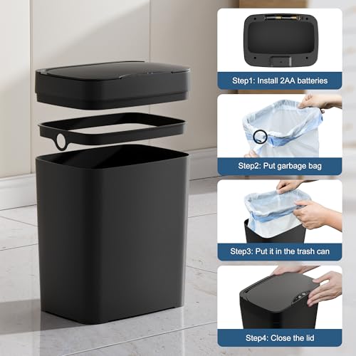2.7 Gal Automatic Touchless Plastic Trash Can with Lid O96522