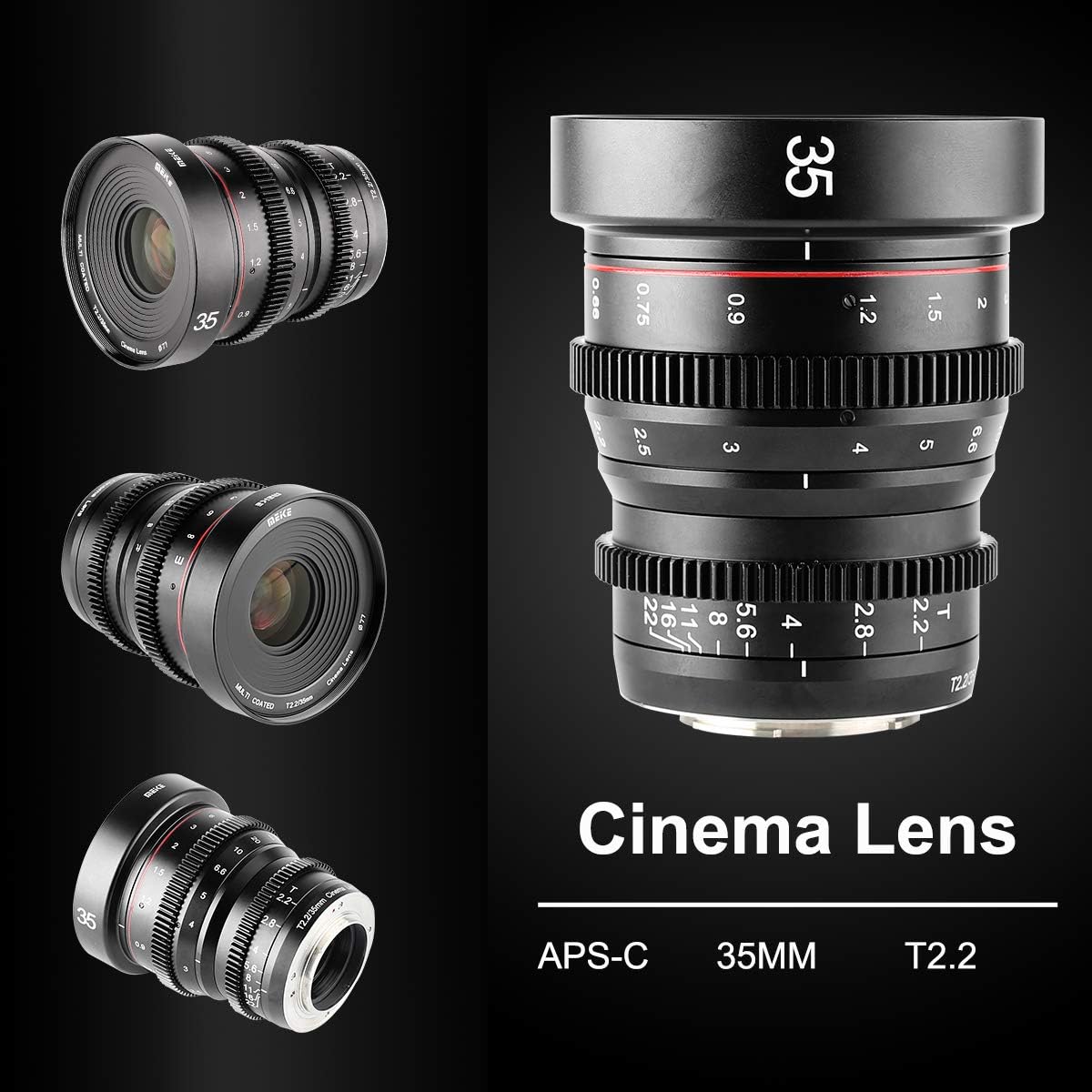 35mm T2.2 Manual Focus Cinema Lens for M43 Mount Cameras A6564