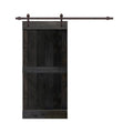 Charcoal Black Stained Wood Interior Sliding Barn Door with Hardware Kit F983