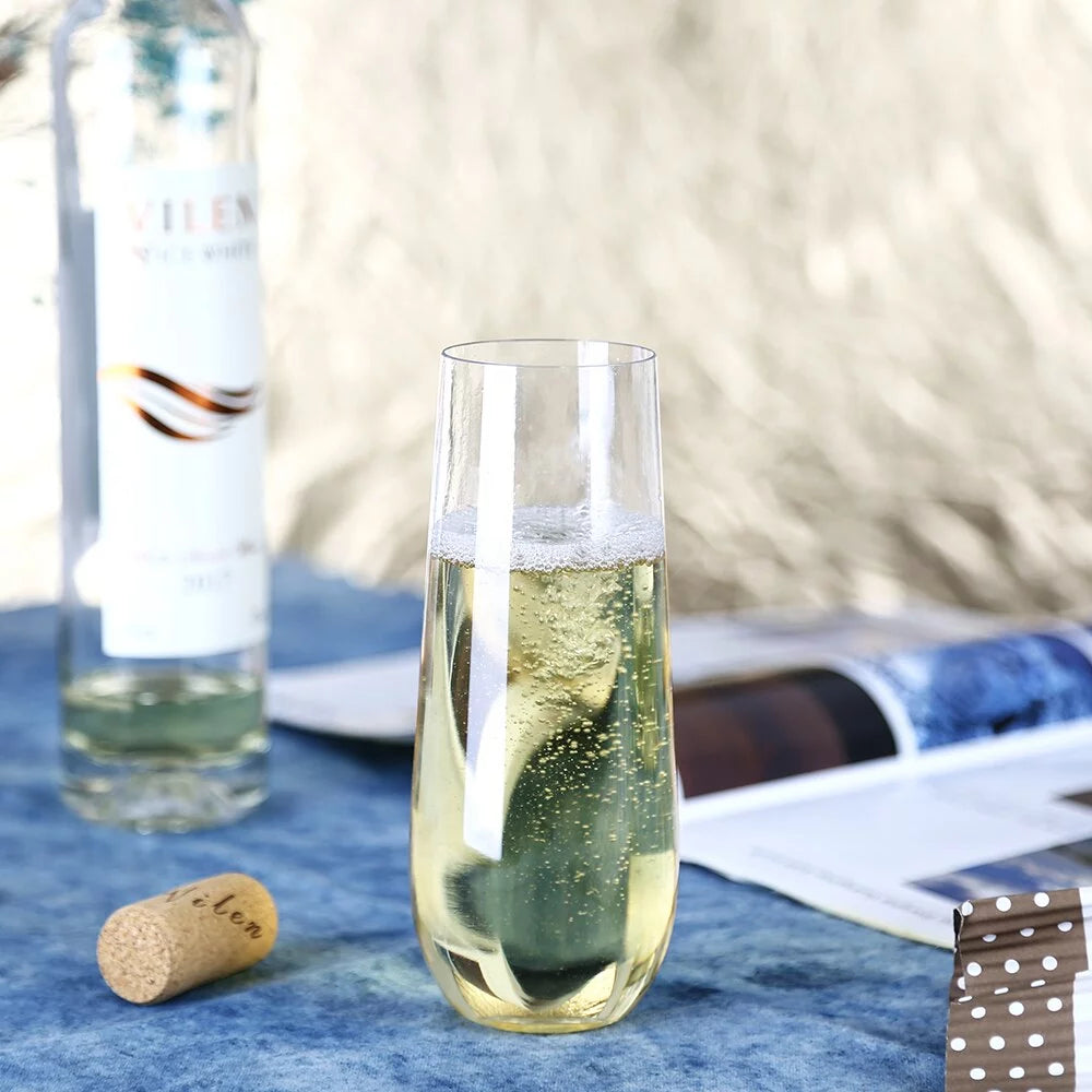 32 Pack 10-ounce Clear Plastic Champagne Flutes W1897