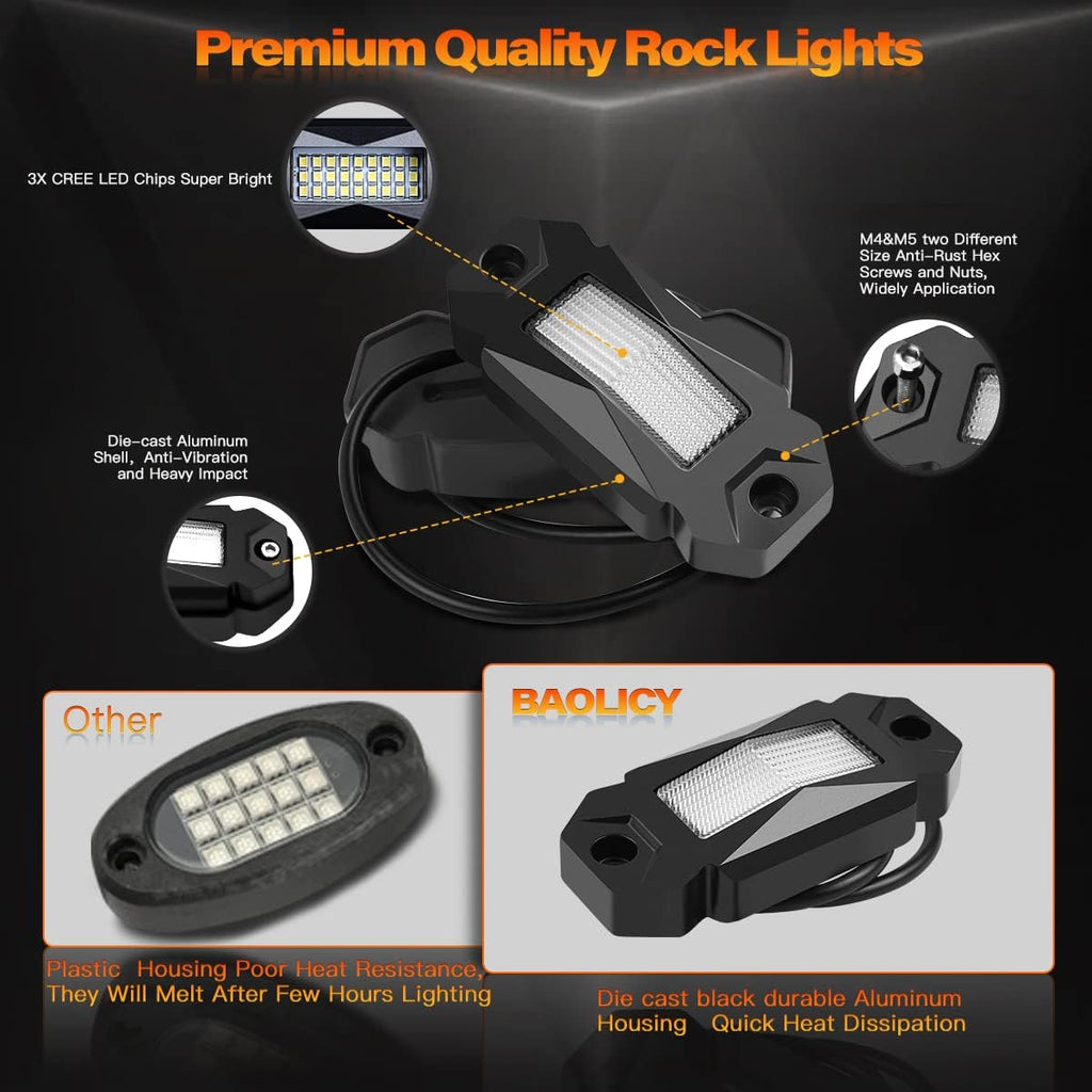 White 20Pods LED Rock Lights for Truck Boat Exterior K664571