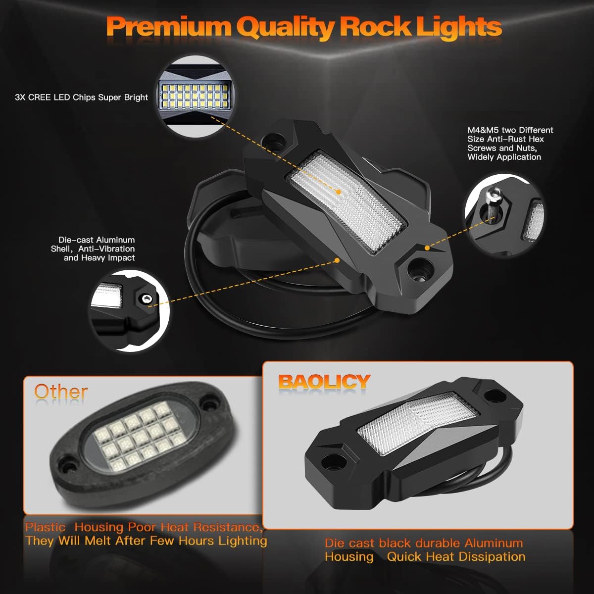 White 20Pods LED Rock Lights for Truck Boat Exterior K664571