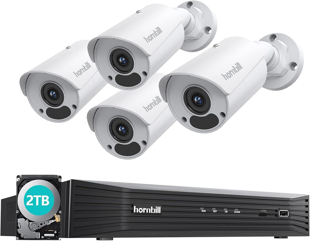 4K PoE Security Camera System 8MP 8CH 4Pcs Wired IP Cameras with Night Vision 2TB Hard Drive H584838