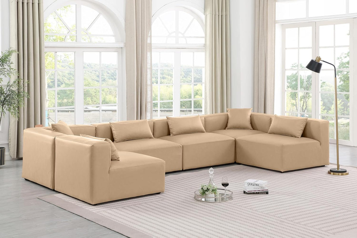 Tan Vegan Leather Modular Sectional X703