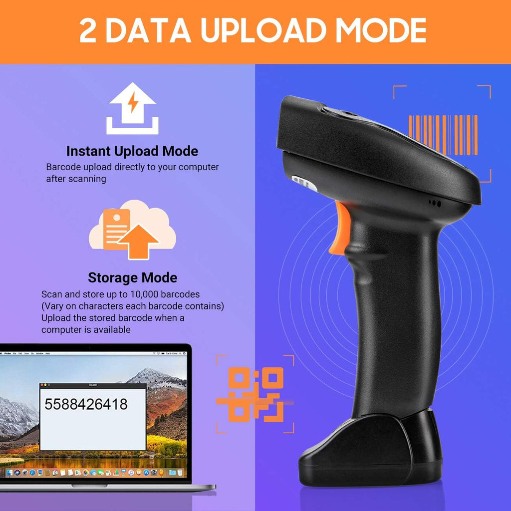 Wireless 1D 2D QR Barcode Scanner with Cradle, Pack of 2 M50539