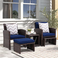 5 Pcs Wicker Patio Conversation Set with Cushions X574989