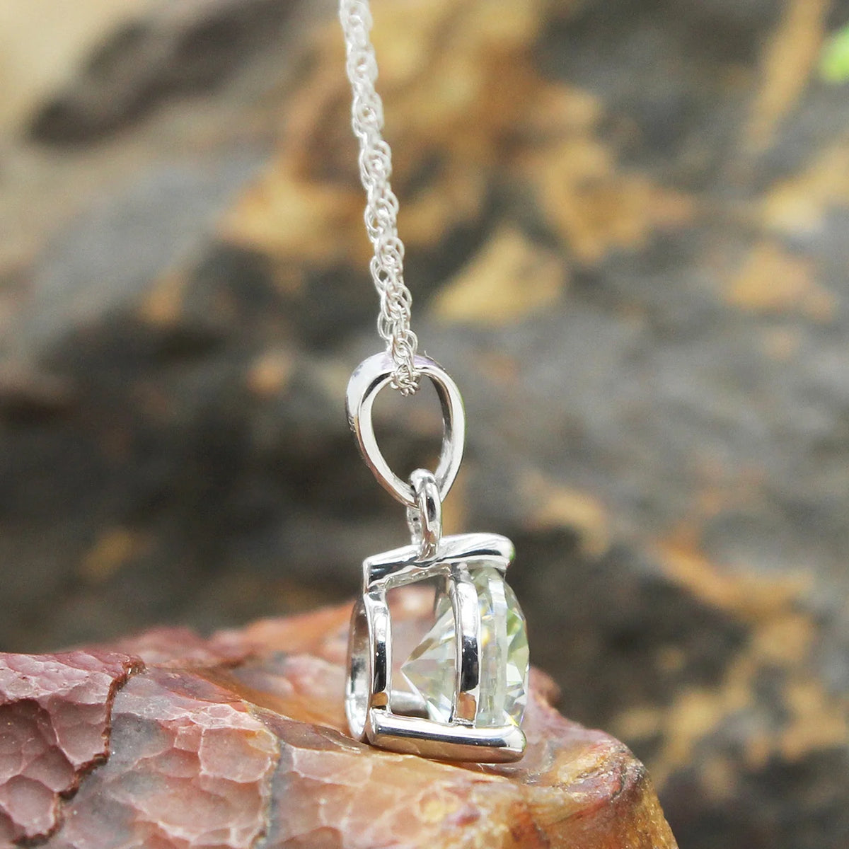 2CT Moissanite Pendant Necklace 18K White Gold Plated Silver D Color Ideal Cut Y315