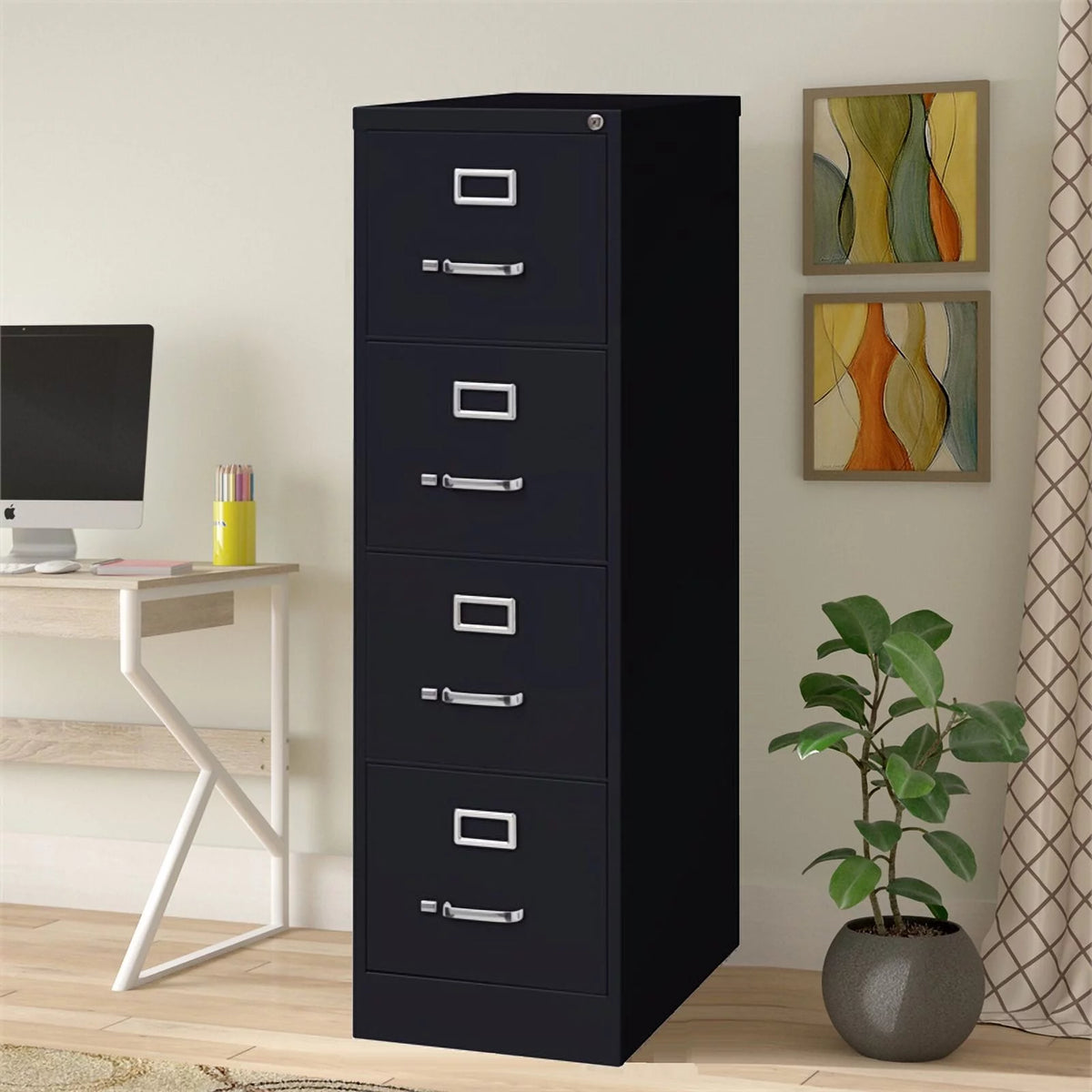 4 Drawer Steel Letter File Cabinet in Black D988465