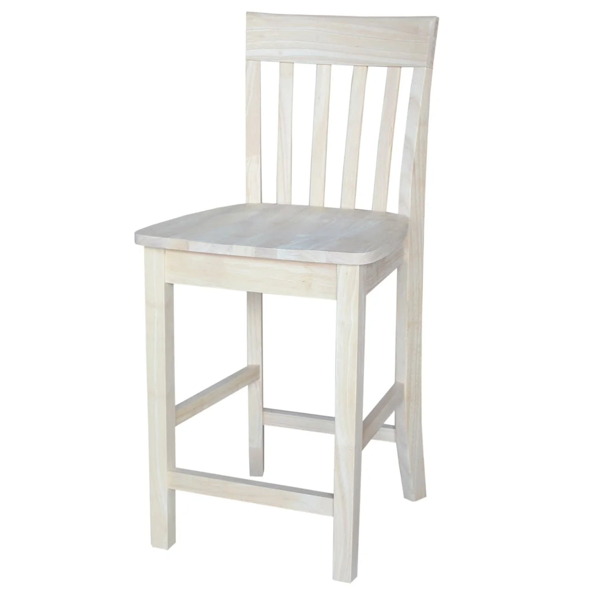 Unfinished Solid Parawood Slatback Counter Height Stool F1631