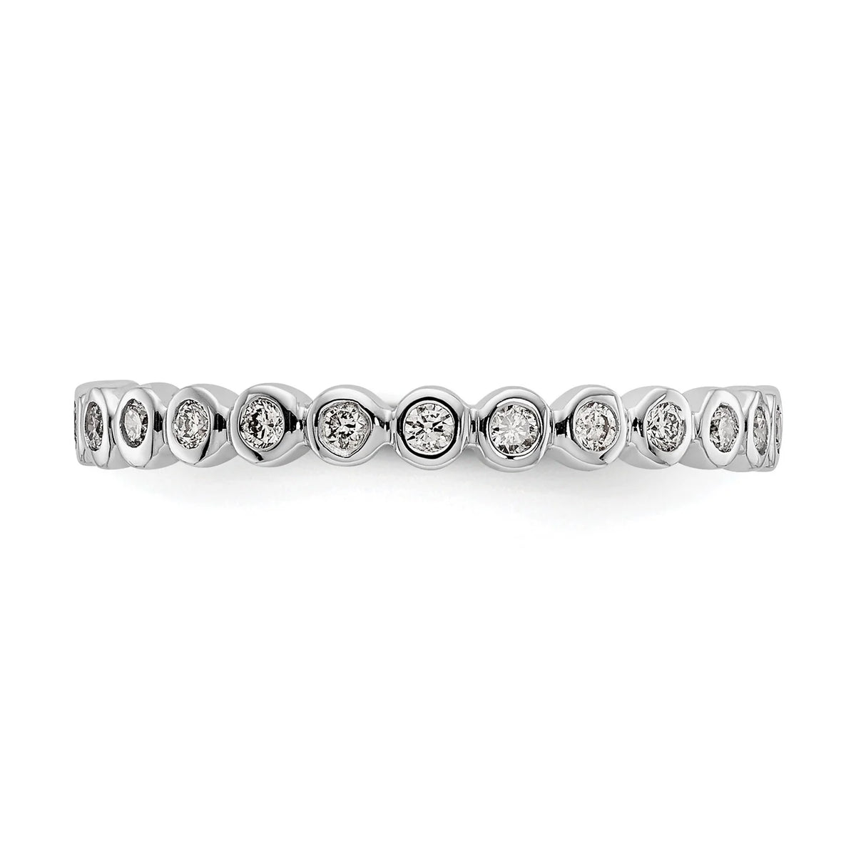 14k White Gold Bezel Set Diamond Eternity Wedding Band Ring Size 7.5 N325