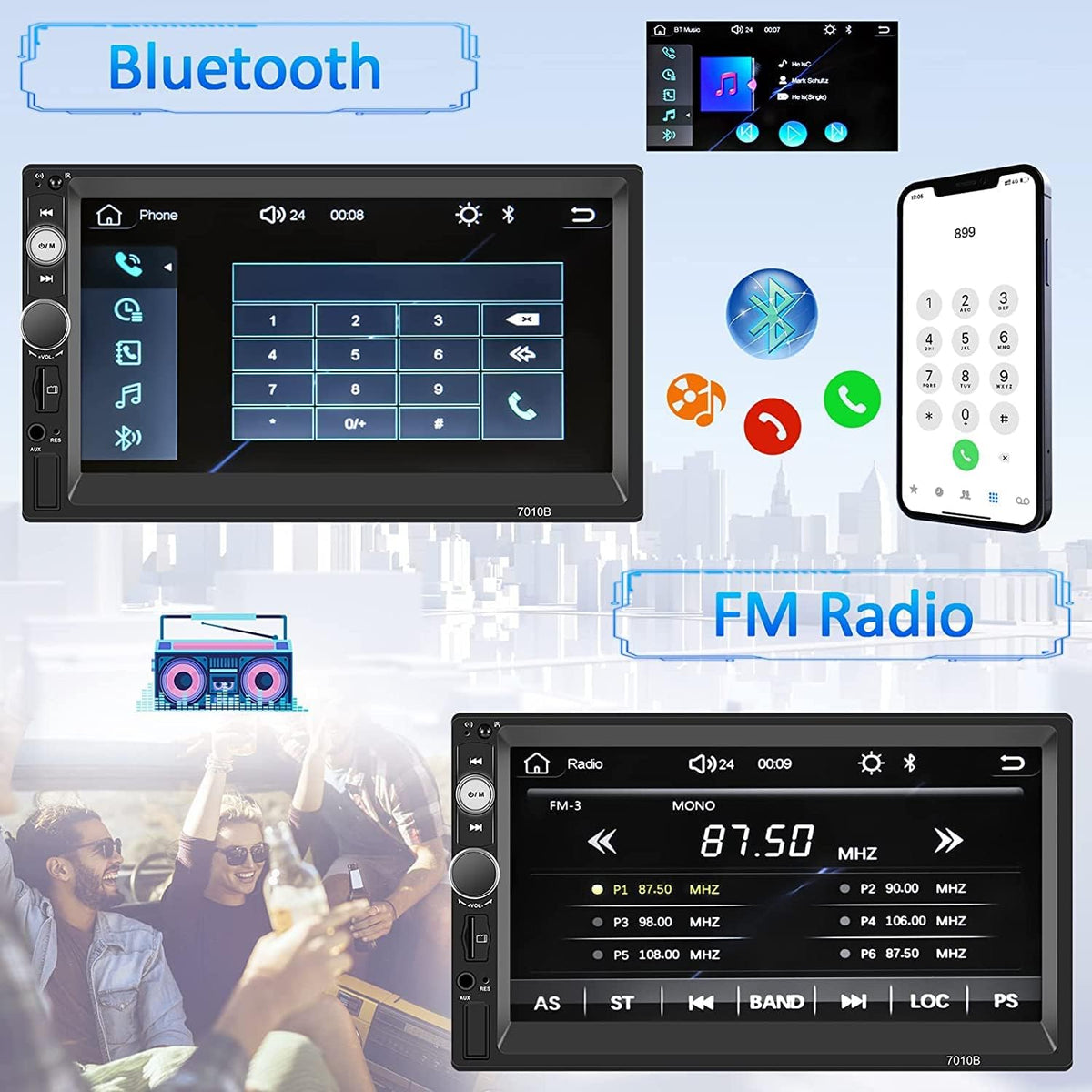 7 Inch Touch Screen Car Stereo with Bluetooth Backup Camera D324224