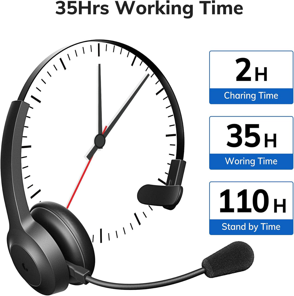 Wireless Bluetooth Headset with Microphone, AI Noise Cancelling, 35 Hrs Talk Time, Pack of 2 C9027