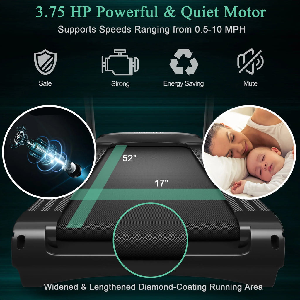 3.75HP Folding Treadmill with 15% Automatic Incline H532