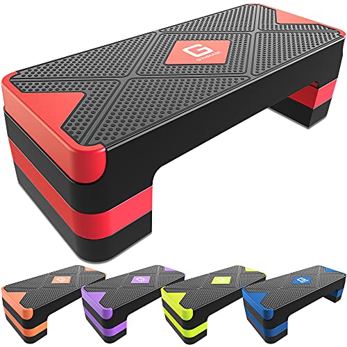 Adjustable Aerobic Step Platform, 26.5" Step Deck with 4” 6” 8” Risers E793