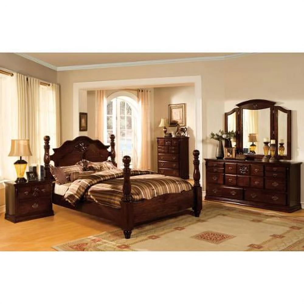 Dark Pine 4-piece Poster Bedroom Set R521