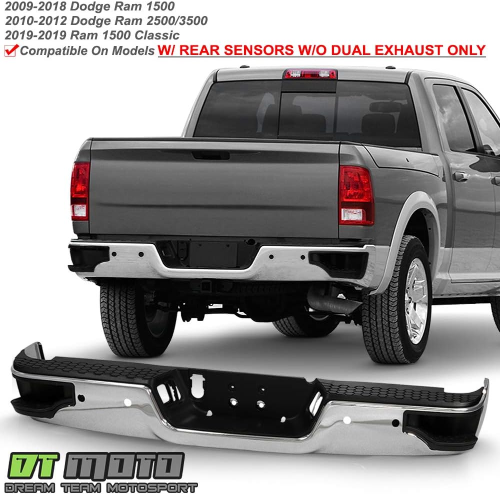 Chrome Rear Bumper Assembly with Sensor Hole E286