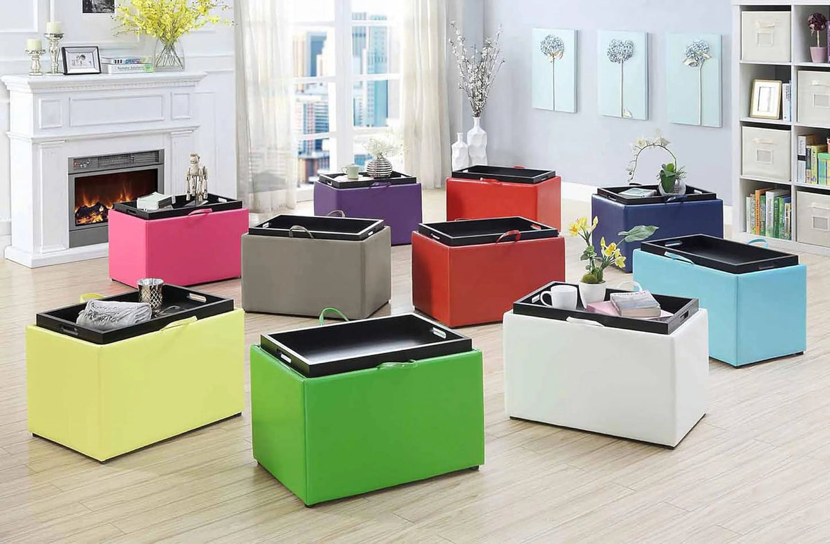 Gray Faux Leather Accent Storage Ottoman C92433
