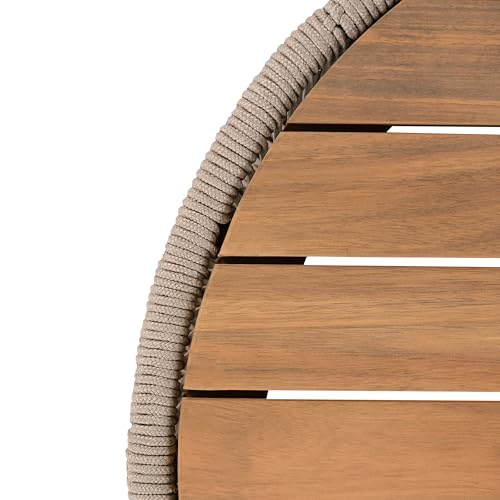 Rattan Outdoor Coffee Table with Acacia Wood Tabletop V1685