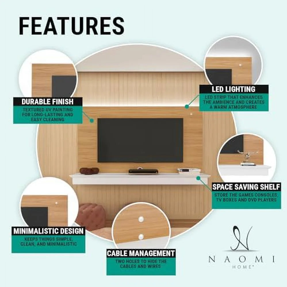 White Floating TV Stand with LED Strip B647012