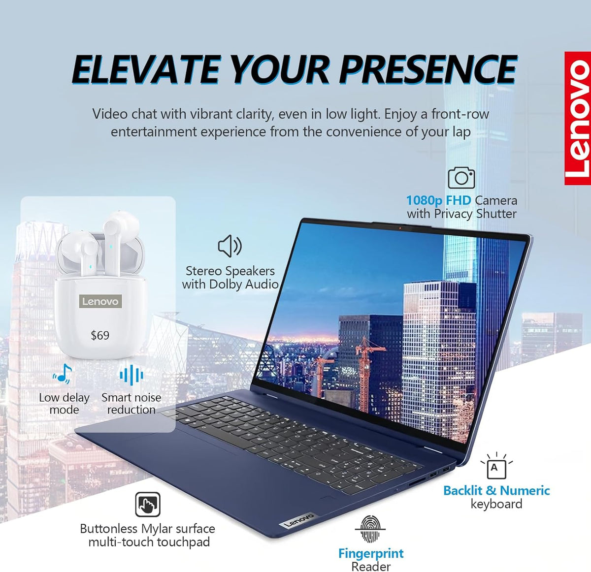 14 Inch FHD Touchscreen 2 in 1 Laptop, Intel Core i5, 16GB RAM 512GB SSD, Windows 11, Backlit Keyboard T639590