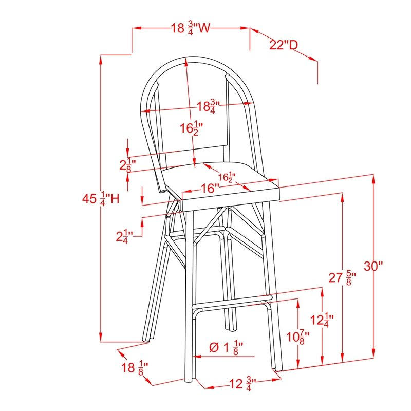 Blue Aluminum Patio Bar Chairs Set of 2 U91405