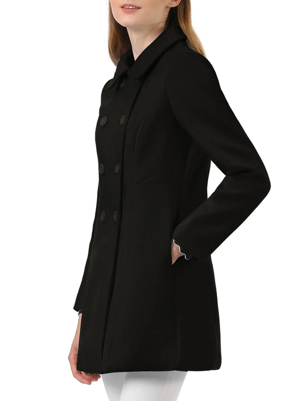 Black Double Breasted Winter Trench Coat O195250